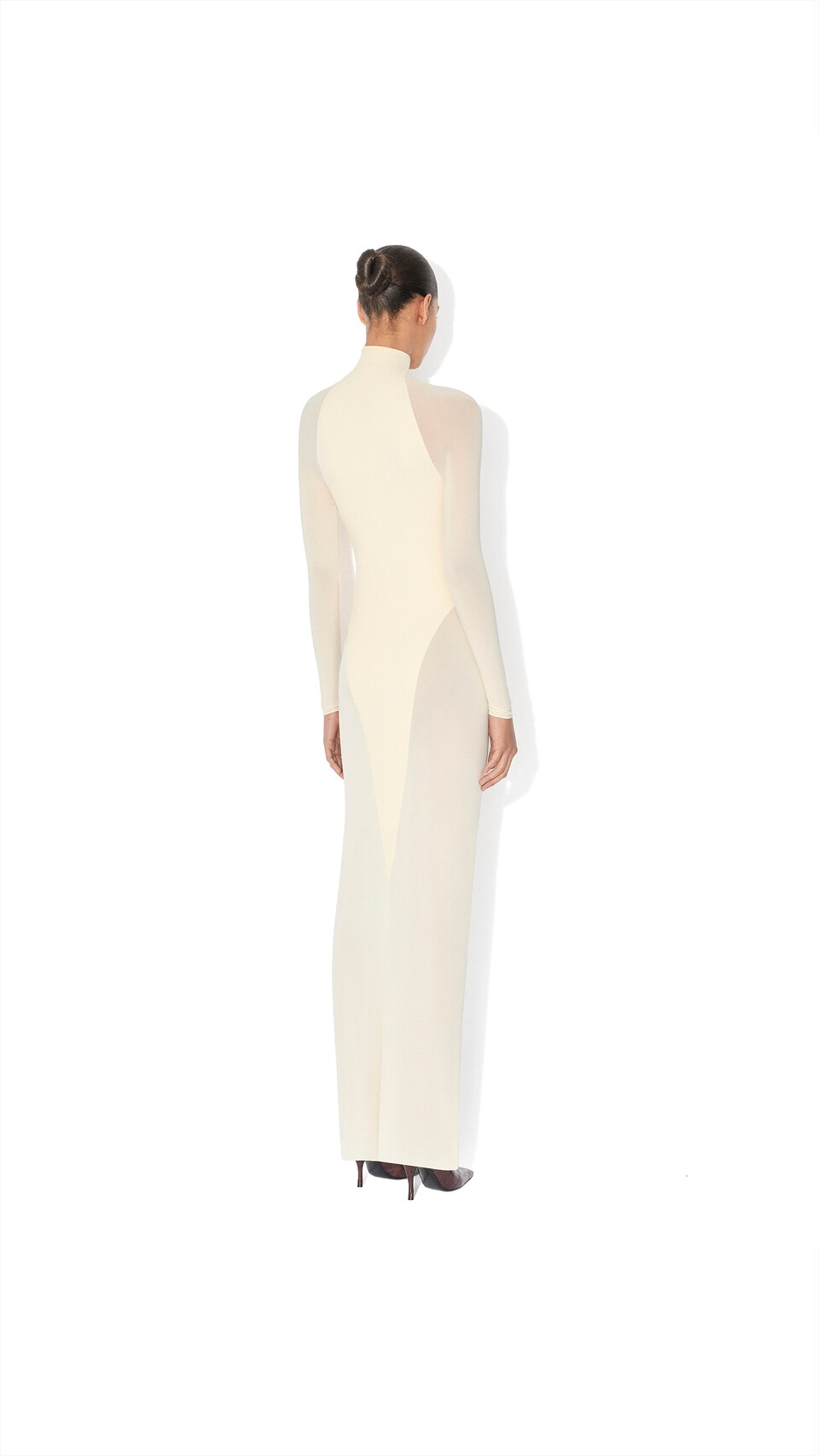 ALA&Iuml;A JERSEY BODYCON DRESS PEARL WHITE - View 3