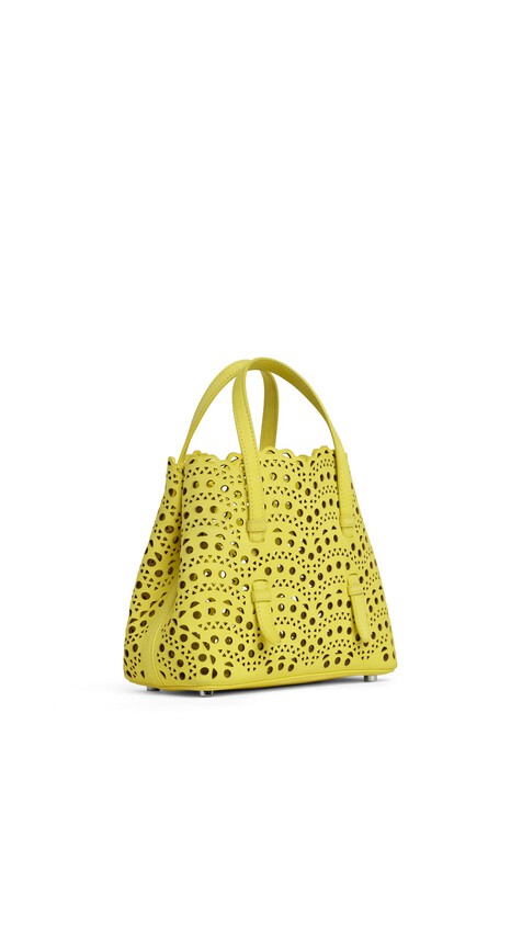 ALA&Iuml;A MINA 20 BAG IN VIENNE WAVE NUBUCK LEMON YELLOW - View 2