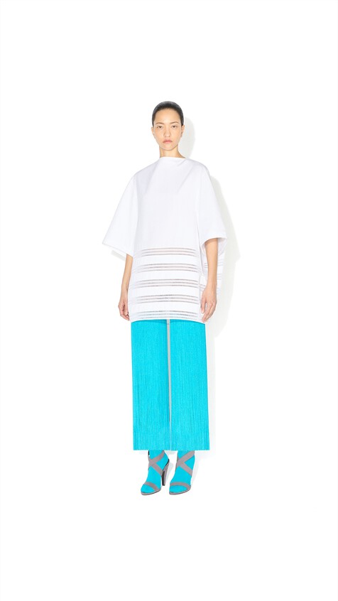 ALA&Iuml;A ROUND POPLIN DRESS WHITE - View 2