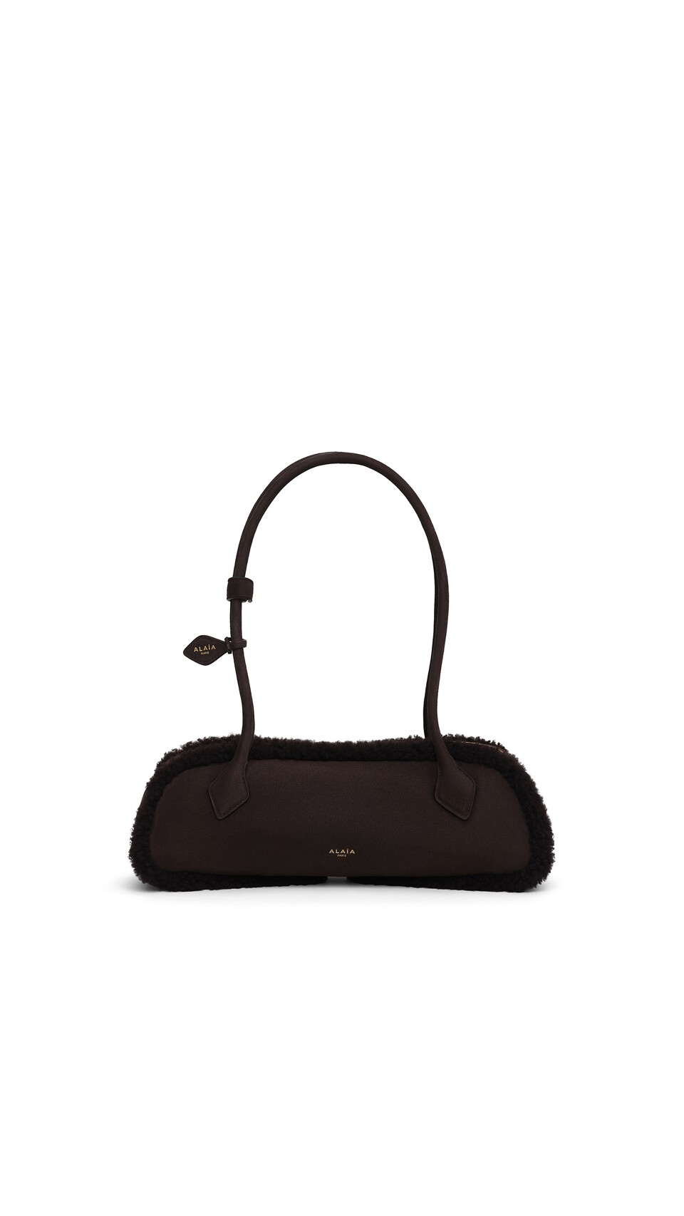 ALA&Iuml;A LE TECKEL MEDIUM BAG IN MERINO SHEARLING CHESTNUT