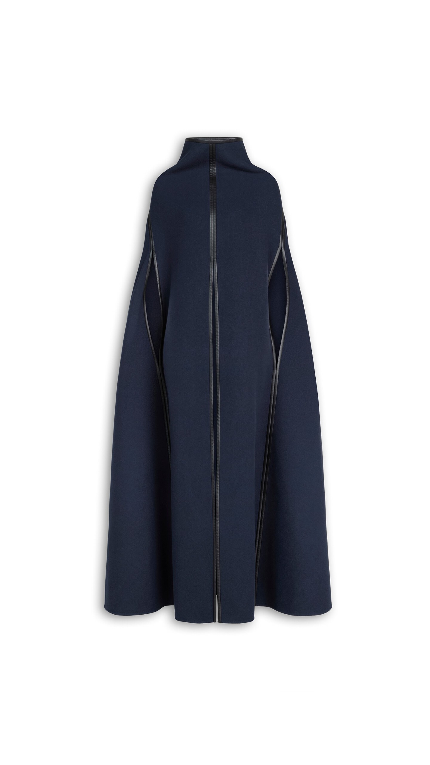 ALA&Iuml;A DOUBLE FACE WOOL CAPE COAT NAVY