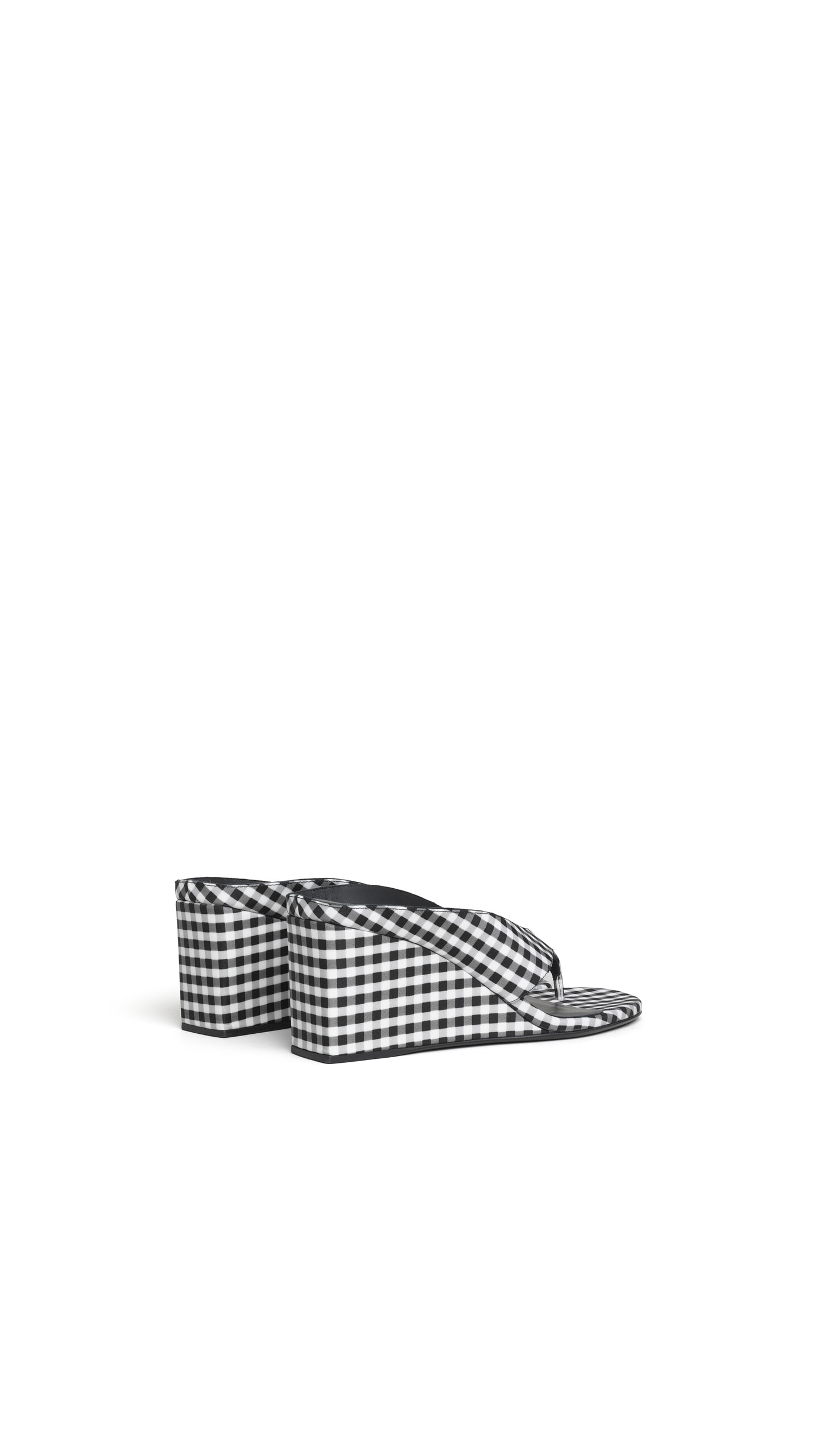 ALA&Iuml;A CUBE THONG MULES IN VICHY PRINT BLACK/WHITE - View 3