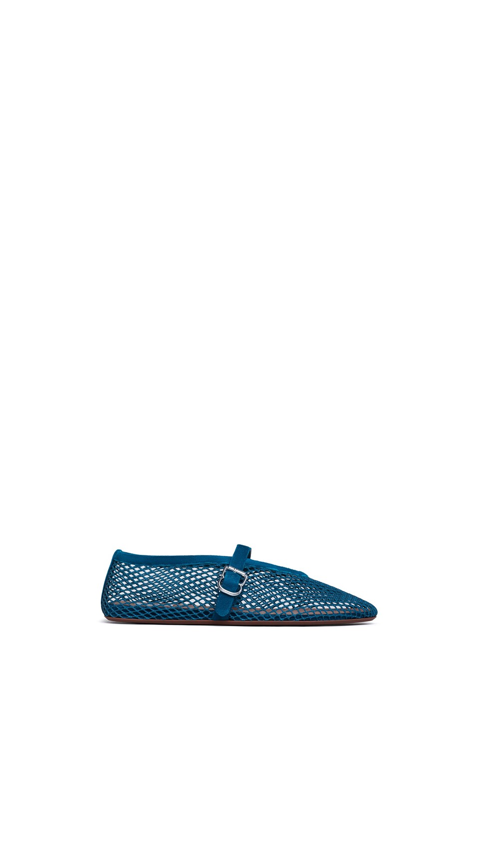 ALA&Iuml;A BALLET FLATS IN FISHNET AND SUEDE CHINA BLUE