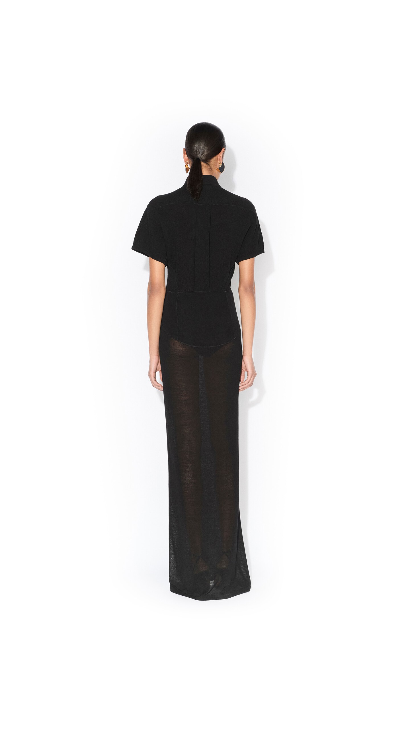 ALA&Iuml;A WOOL-BLEND POLO DRESS BLACK - View 3