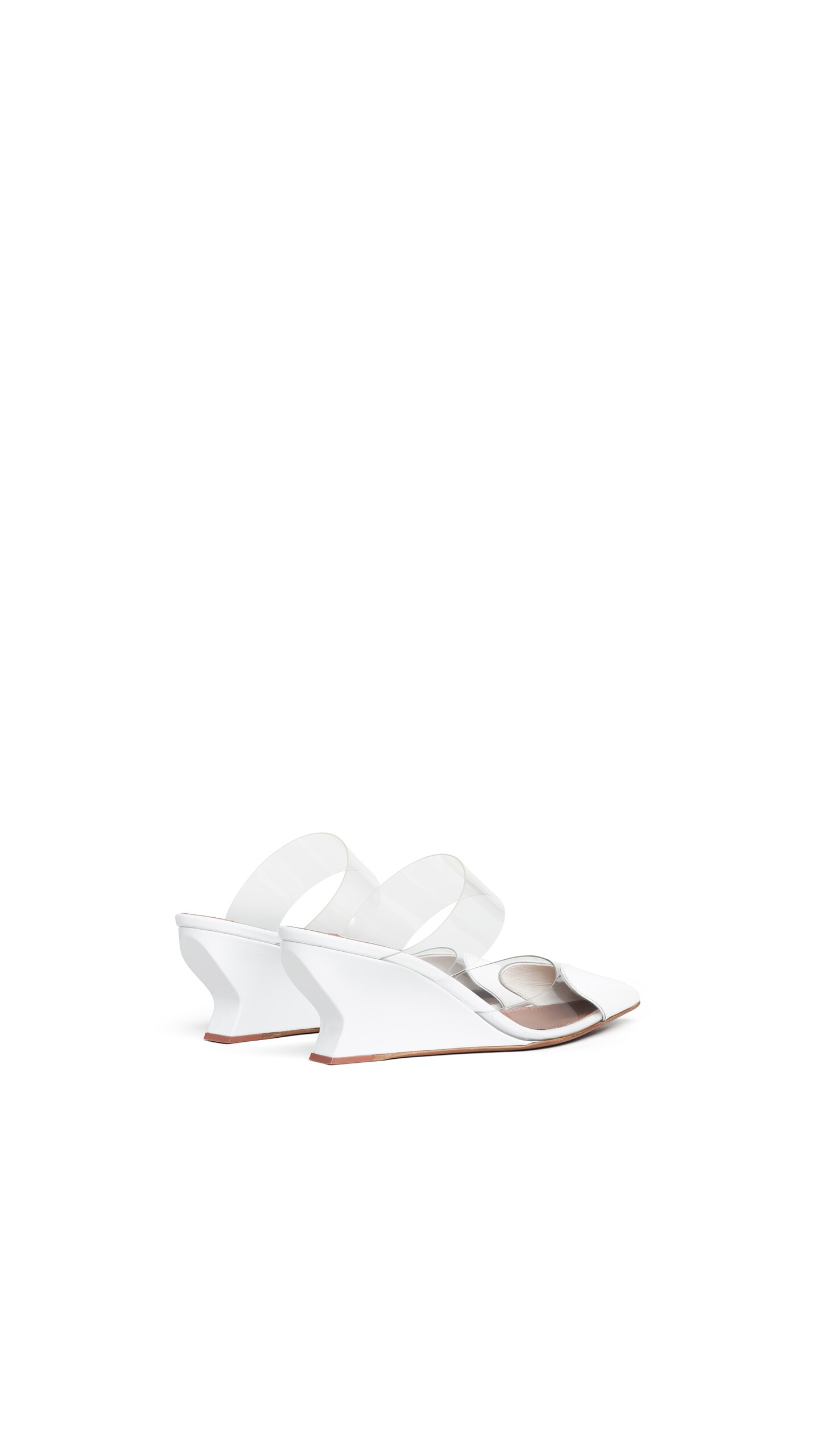 ALA&Iuml;A LE COEUR WEDGE MULES IN PATENT LEATHER OPTICAL WHITE - View 3