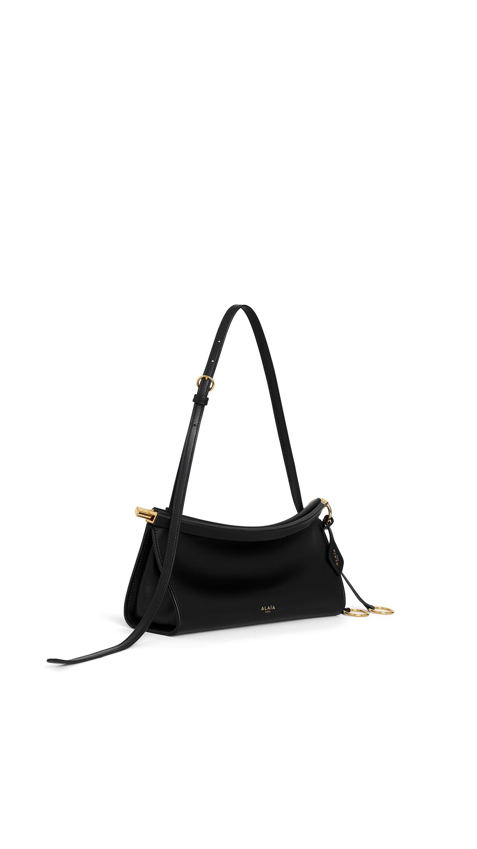 ALA&Iuml;A LE CLICK EAST WEST SMALL BAG IN CALFSKIN BLACK - View 2