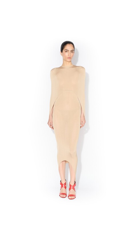 ALA&Iuml;A SECOND-SKIN TENSION DRESS BEIGE - View 2