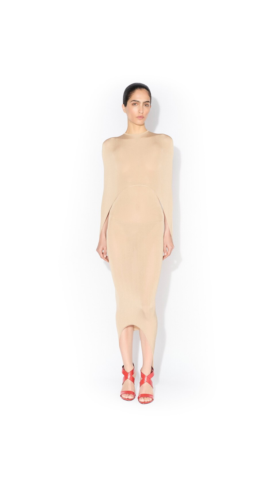 ALA&Iuml;A SECOND-SKIN TENSION DRESS BEIGE - View 2