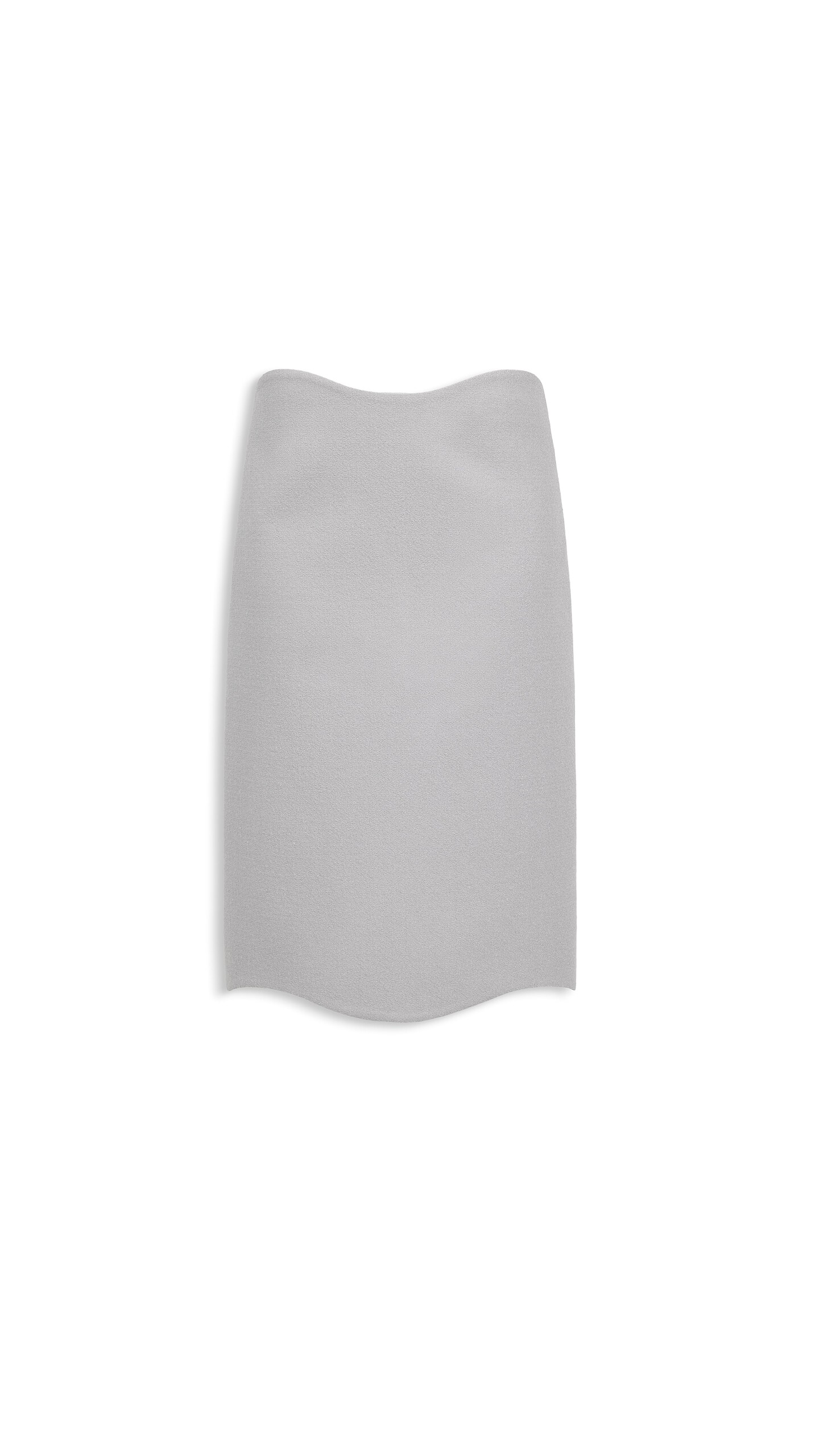 ALA&Iuml;A CURVED WOOL CREPE SKIRT GREY