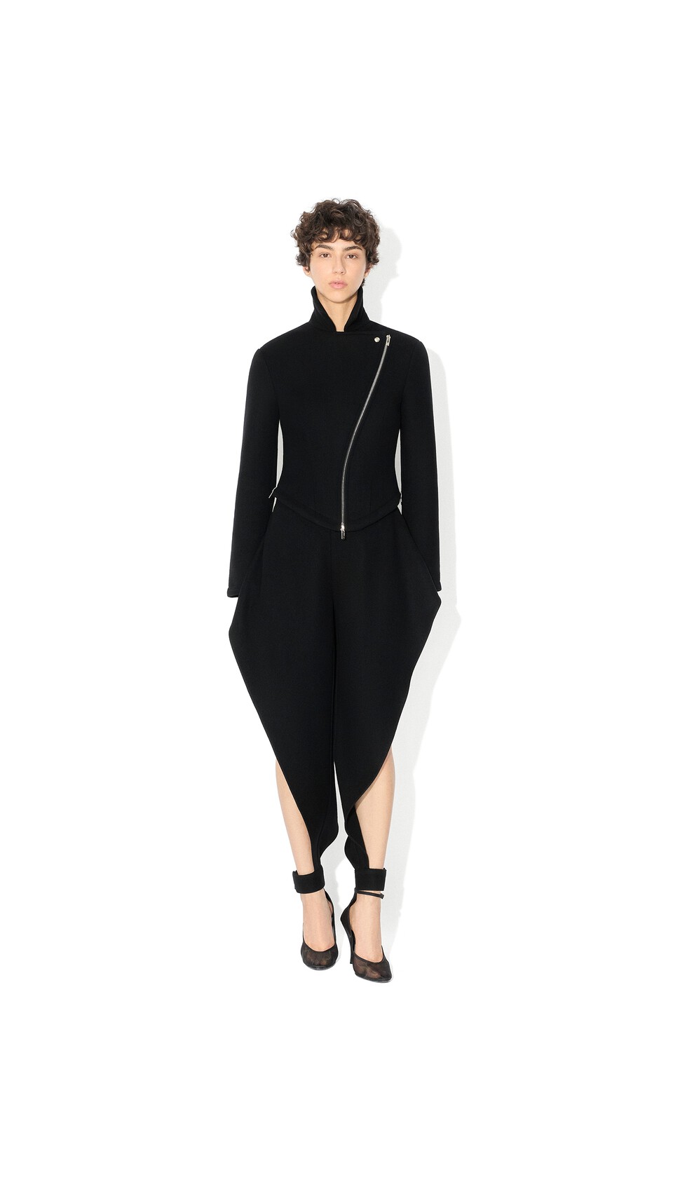 ALA&Iuml;A DOUBLE FACE WOOL BIKER JACKET BLACK - View 2
