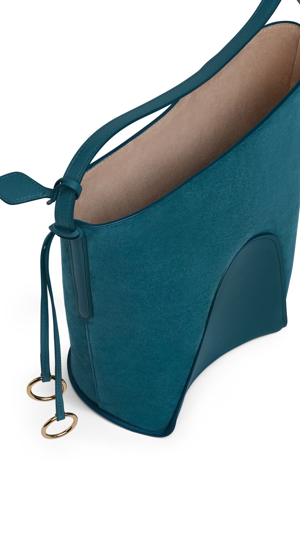 ALA&Iuml;A HIP SMALL BUCKET BI-MATERIAL BAG IN LEATHER GREEN GREY - View 3