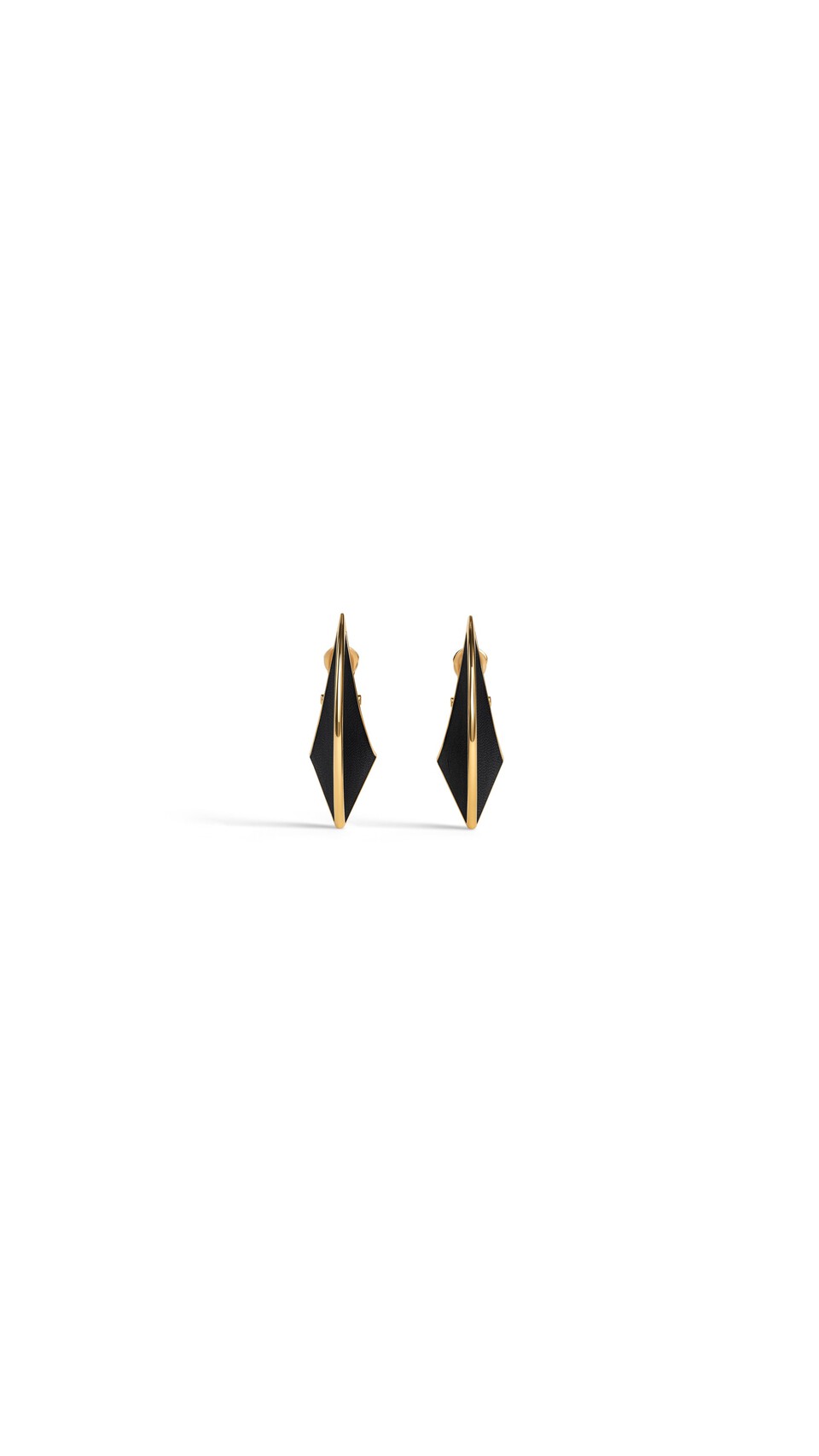 ALA&Iuml;A EDGE EARRINGS IN LEATHER BLACK/GOLD - View 3