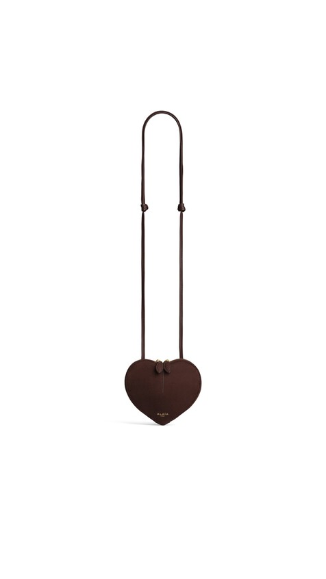 ALA&Iuml;A LE C&OElig;UR SMALL BI-MATERIAL BAG IN LEATHER BROWN