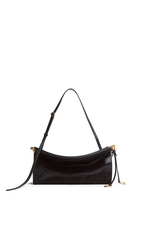 ALA&Iuml;A LE CLICK EAST WEST MEDIUM BAG IN HAIRCALF CHOCOLATE