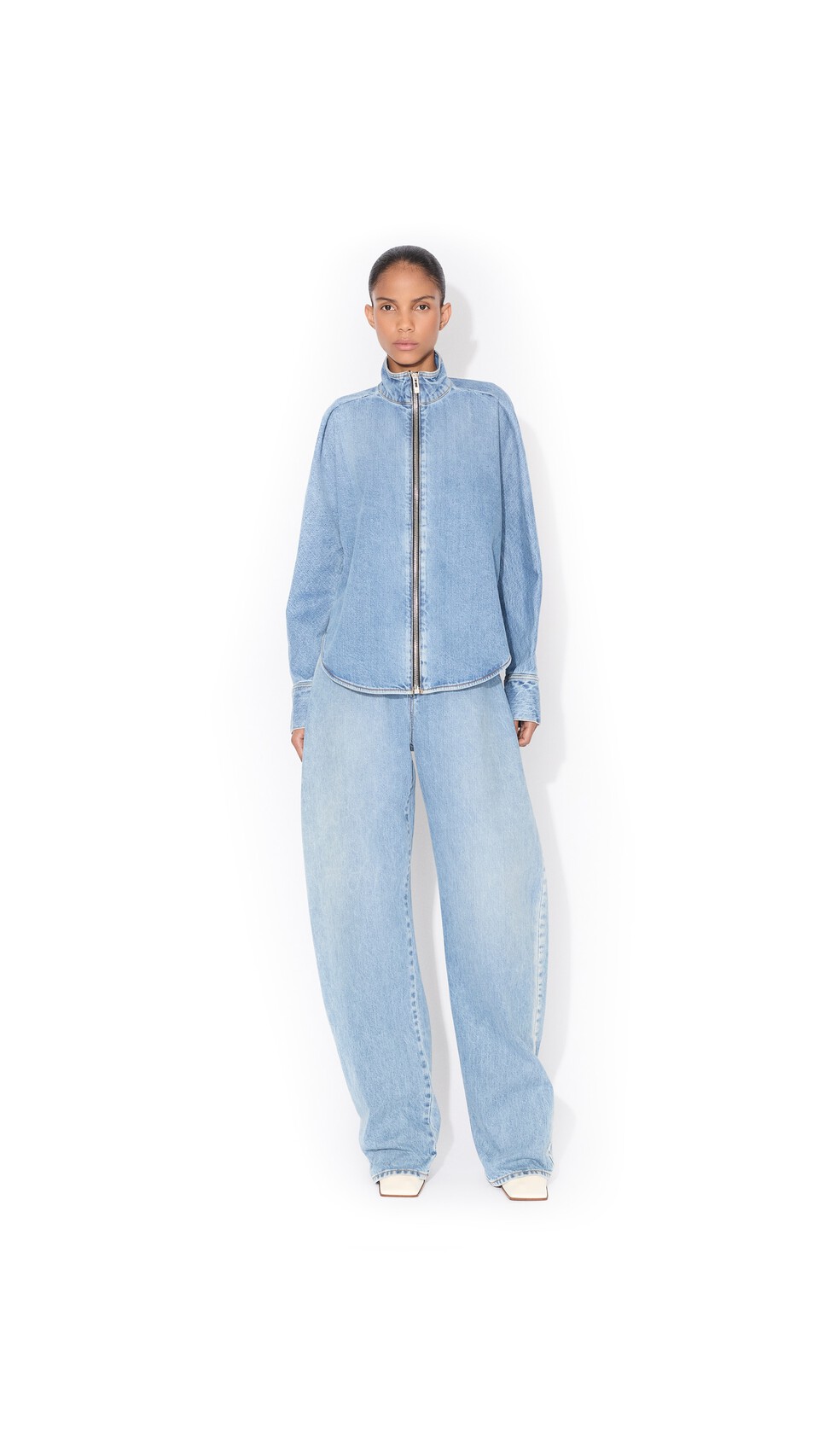 ALA&Iuml;A ZIP DENIM SHIRT CLOUDY BLUE - View 2