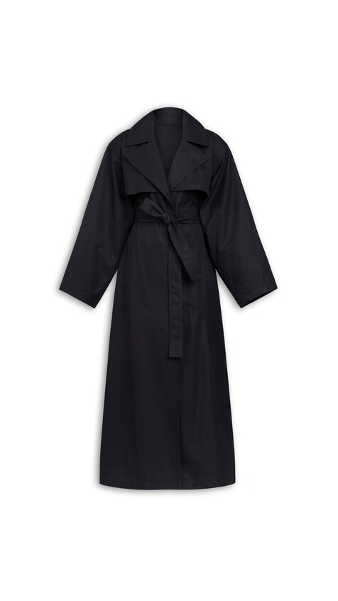 ALA&Iuml;A SOLARO COTTON TRENCH COAT MIDNIGHT