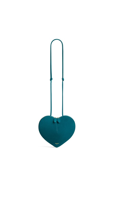ALA&Iuml;A LE C&OElig;UR BI-MATERIAL BAG IN LEATHER CHINA BLUE