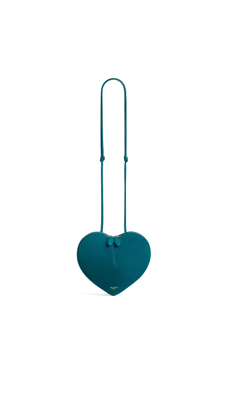 ALA&Iuml;A LE C&OElig;UR BI-MATERIAL BAG IN LEATHER CHINA BLUE