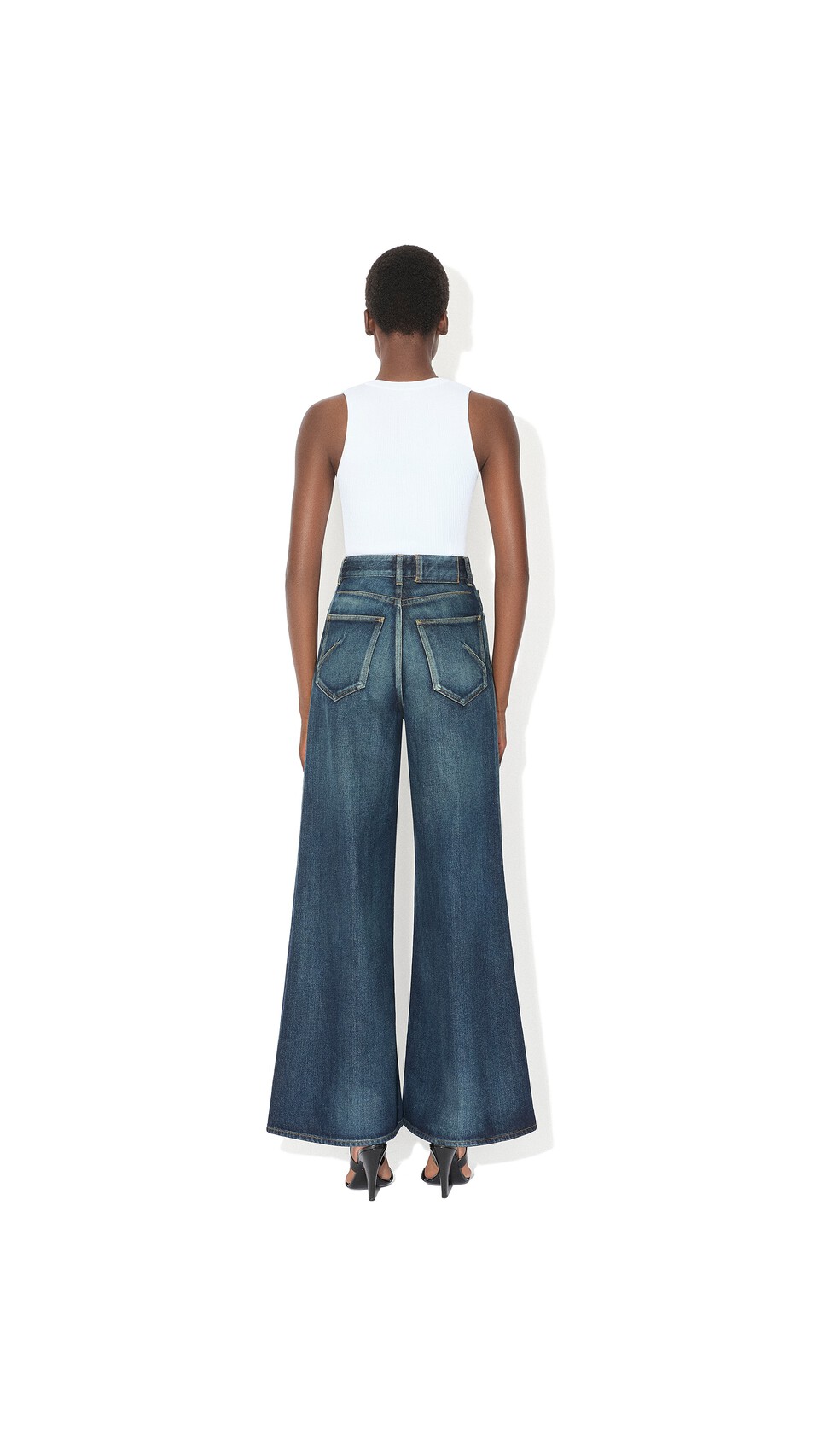 ALA&Iuml;A JEANS PALAZZO IN DENIM BLU DOCK - View 3