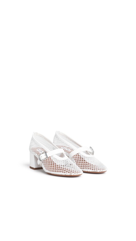 ALA&Iuml;A MARY JANES 55 IN FISHNET  OPTICAL WHITE - View 2