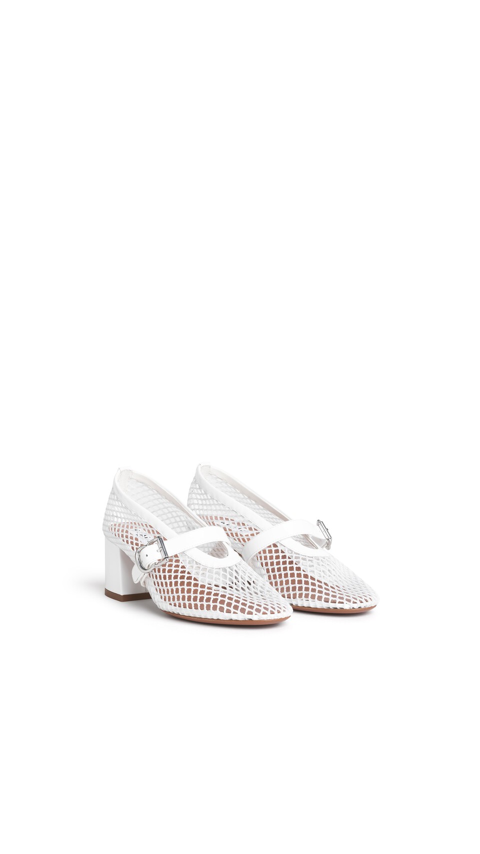 ALA&Iuml;A MARY JANES 55 IN FISHNET  OPTICAL WHITE - View 2