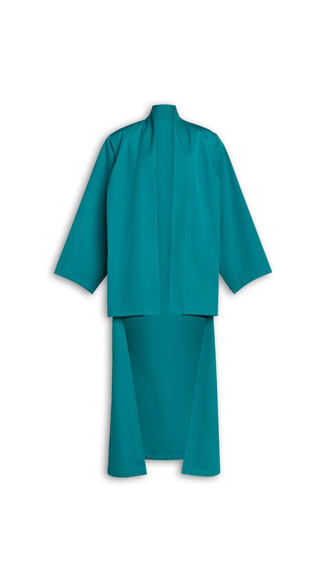 ALA&Iuml;A POPLIN ASYMMETRIC ROBE COAT EMERALD