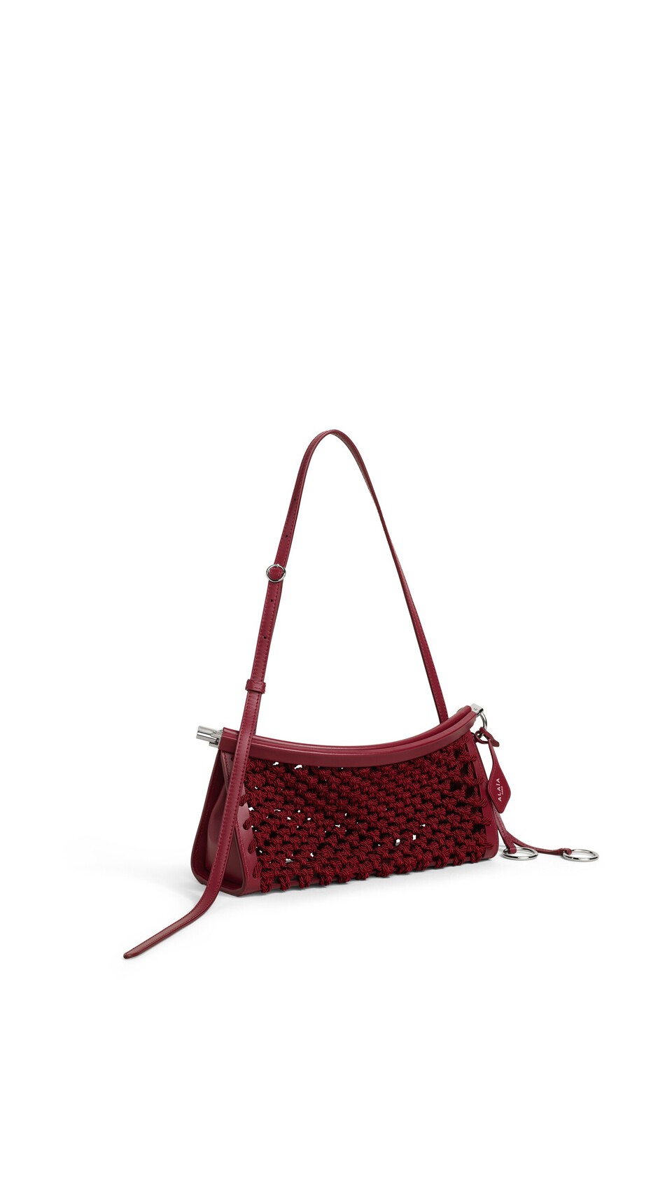 ALA&Iuml;A LE CLICK EAST WEST SMALL BAG IN SATIN CORD BORDEAUX - View 2