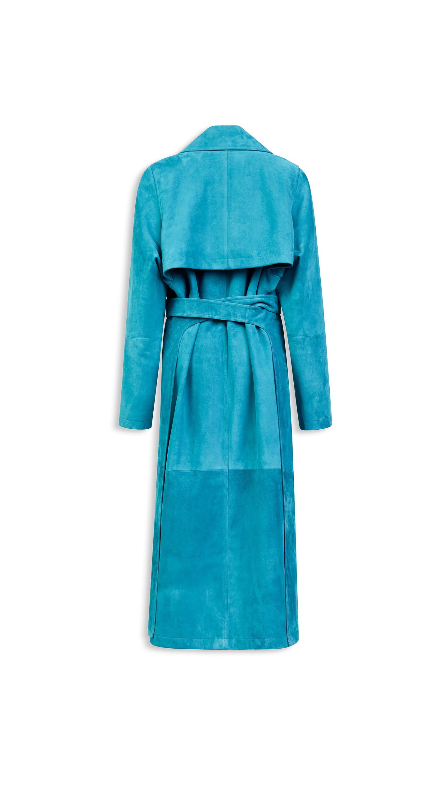 ALA&Iuml;A SUEDE GOATSKIN TRENCH COAT TURQUOISE - View 5