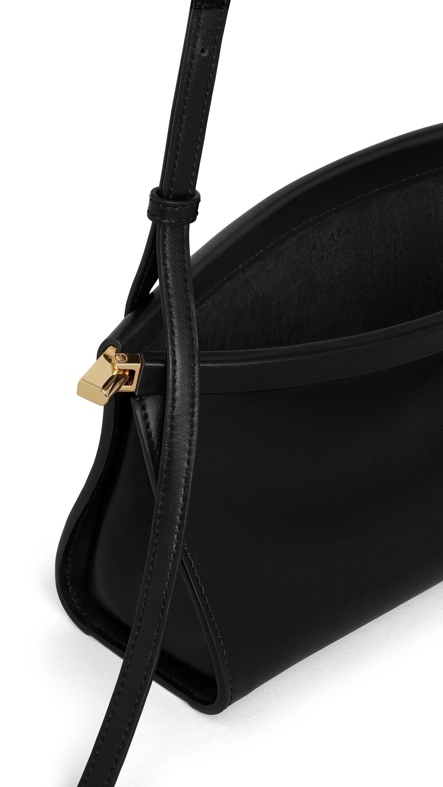 ALA&Iuml;A LE CLICK EAST WEST SMALL BAG IN CALFSKIN BLACK - View 3