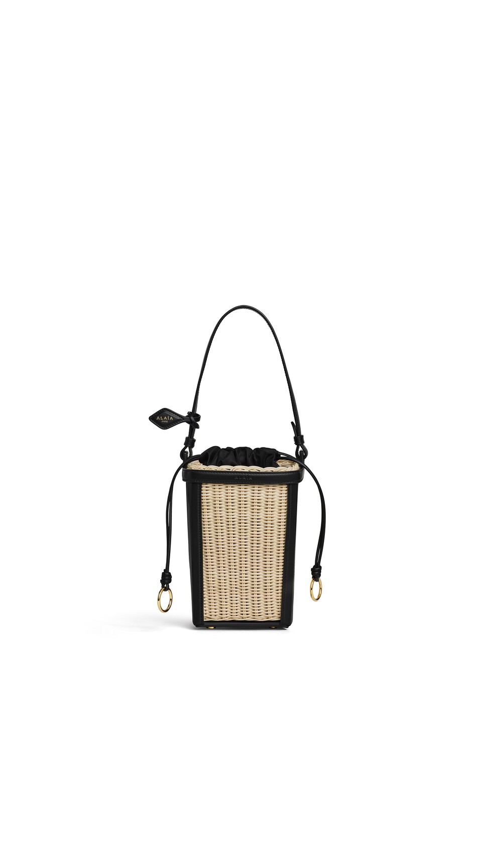 ALA&Iuml;A BUCKET SMALL BAG IN WICKER BLACK - View 2