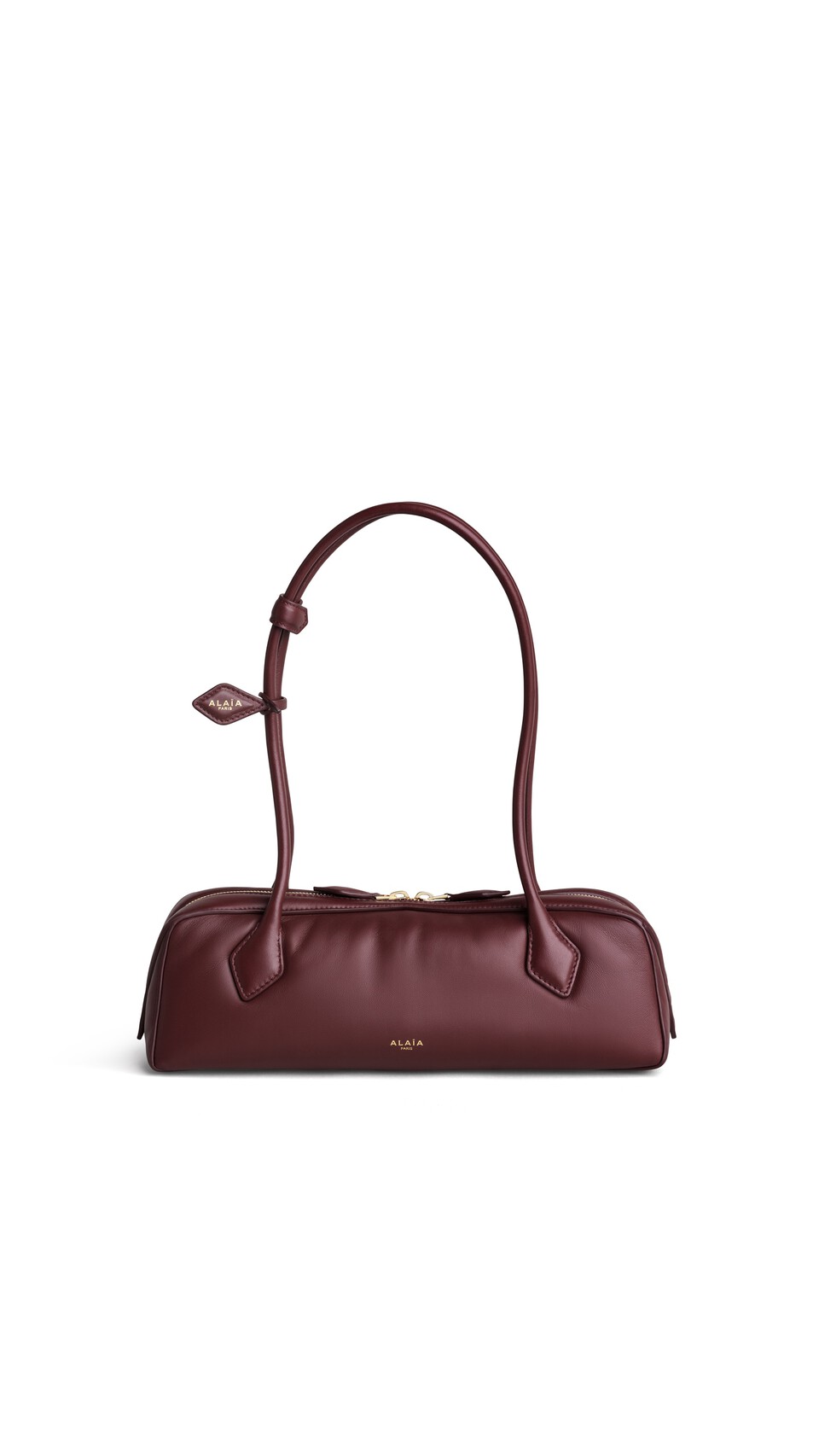 ALA&Iuml;A LE TECKEL MEDIUM BAG IN PADDED LEATHER GARNET RED