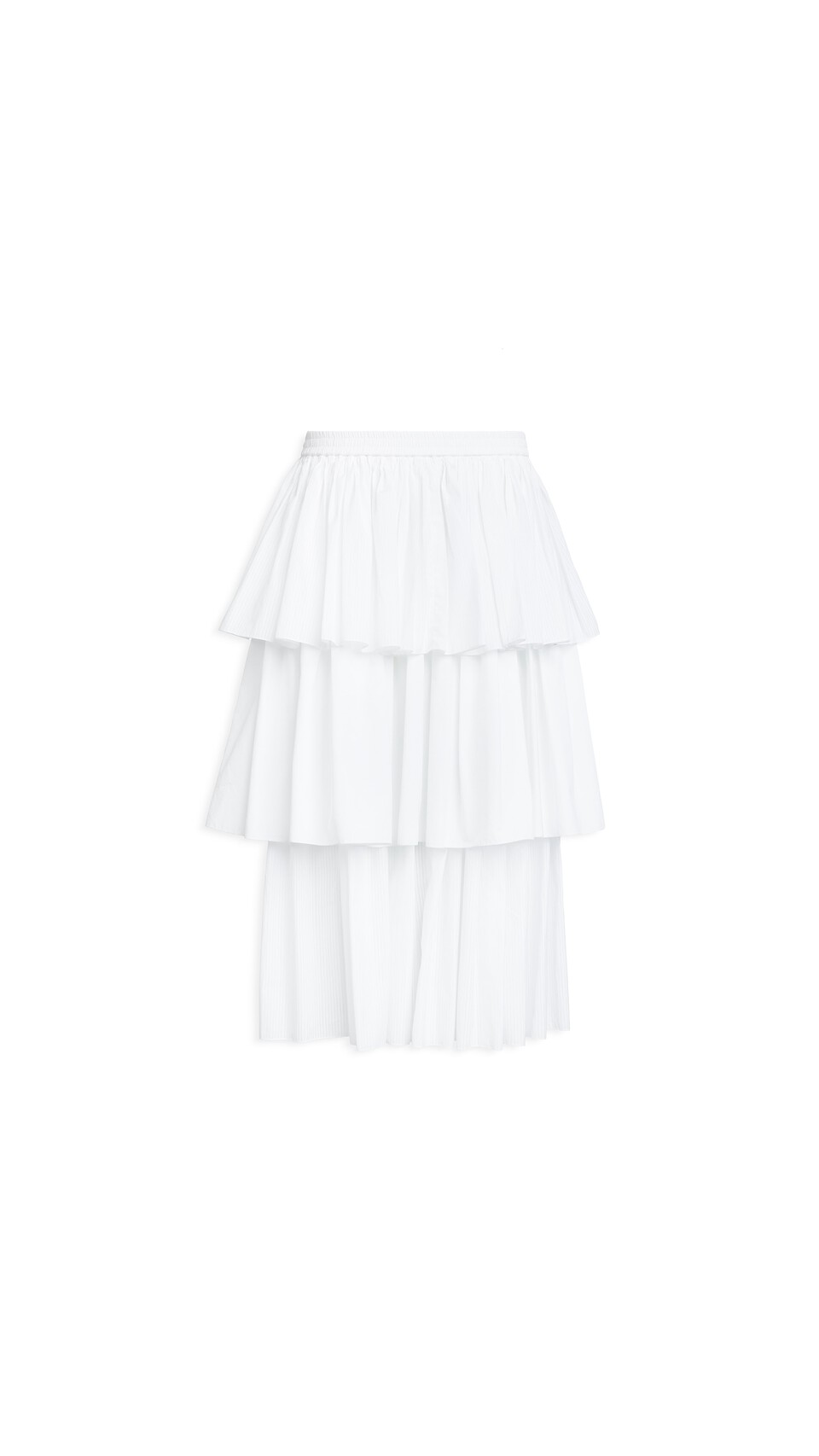 ALA&Iuml;A OPENWORK COTTON RUFFLE SKIRT WHITE