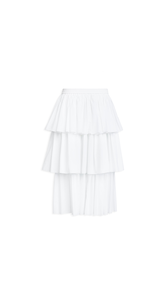 WHITE - ALA&Iuml;A OPENWORK COTTON RUFFLE SKIRT