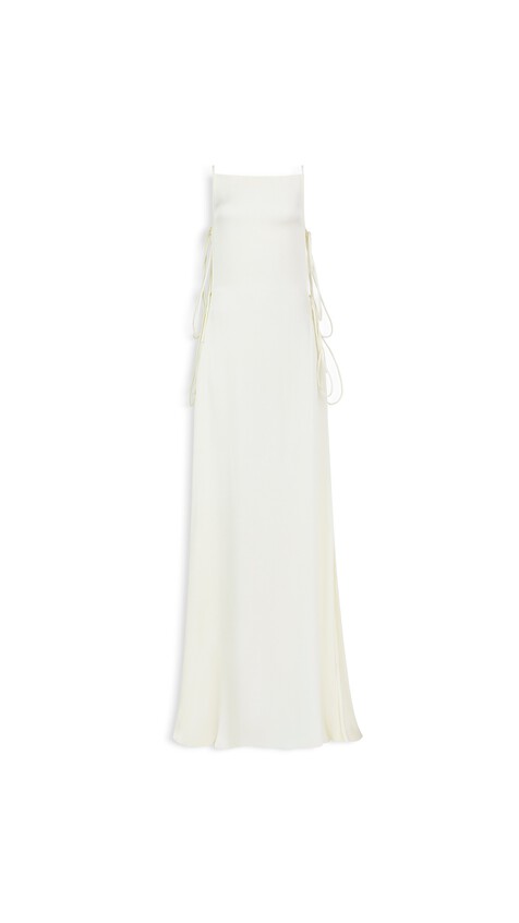 ALA&Iuml;A CADY TIED DRESS CREAMY WHITE