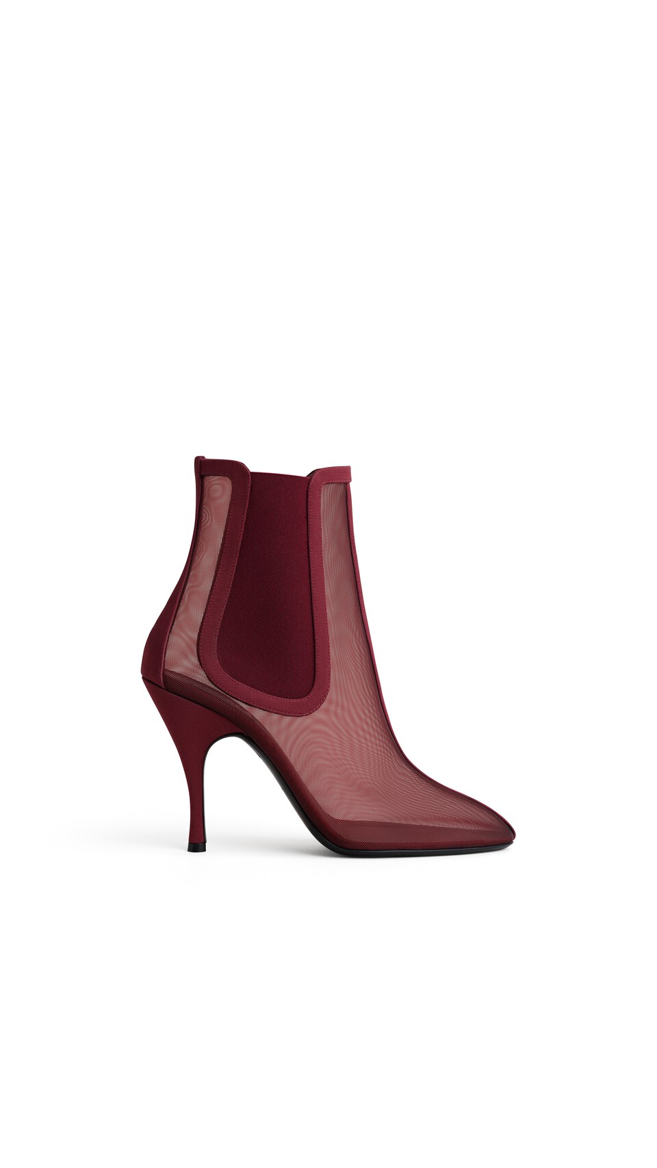 ALA&Iuml;A HEELED CHELSEA BOOTS IN MESH BORDEAUX