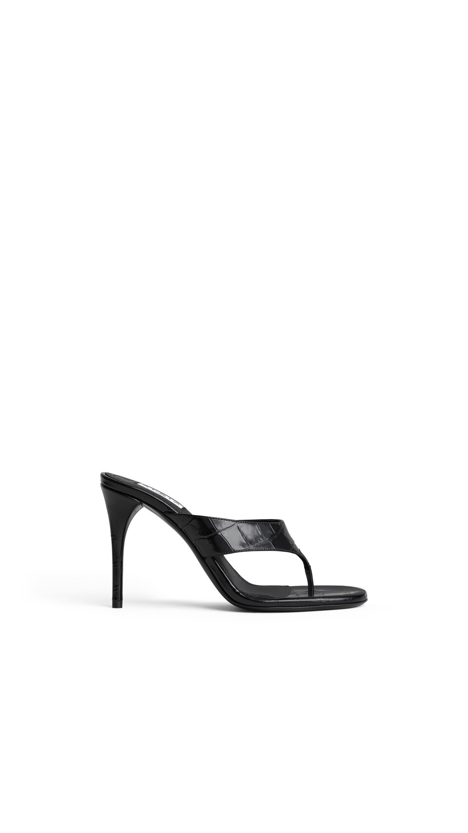 ALA&Iuml;A MULES TONG IN CROCODILE EMBOSSED CALFSKIN BLACK