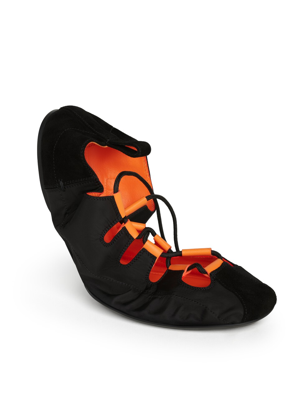 ALA&Iuml;A FOLD LACED FLATS IN NYLON AND SUEDE BLACK - View 3