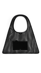 BLACK - ALA&Iuml;A ONE PIECE HOBO BAG IN FISHNET