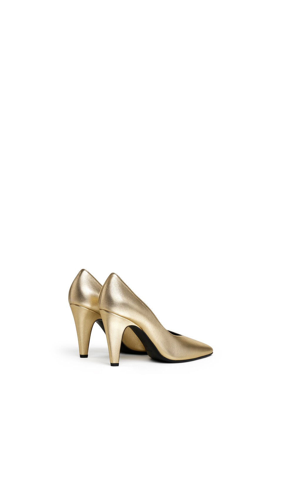 ALA&Iuml;A CONE PUMPS IN LAMINATED LEATHER YELLOW GOLD METALS - View 3