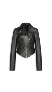 ALAIA SCHWARZ - ALA&Iuml;A BIKERJACKE AUS LAMMLEDER