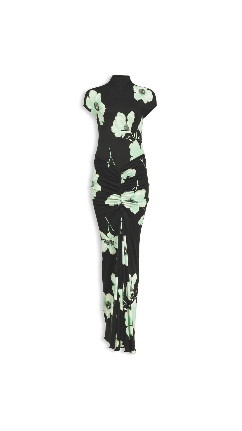ALA&Iuml;A DRAPED PRINTED DRESS BLACK