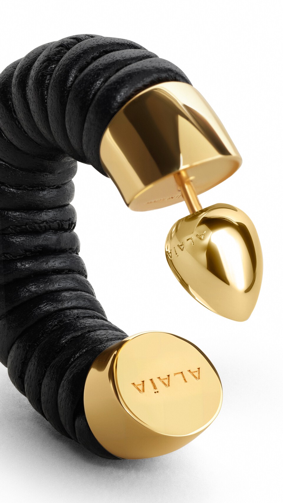 ALA&Iuml;A SMALL BOBINE HOOPS BLACK/GOLD - View 2