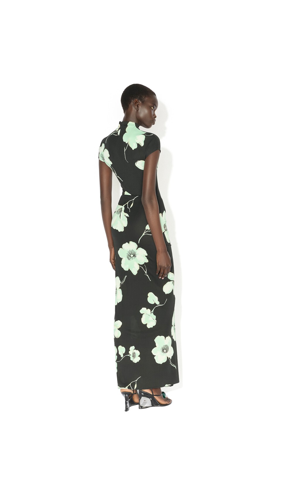 ALA&Iuml;A DRAPED PRINTED DRESS BLACK - View 3
