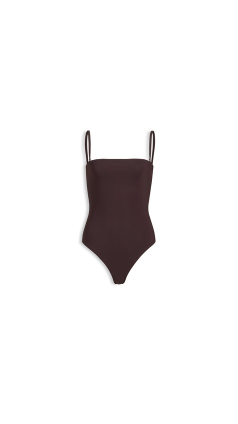 ALA&Iuml;A BUSTIER SWIMSUIT CHOCOLATE
