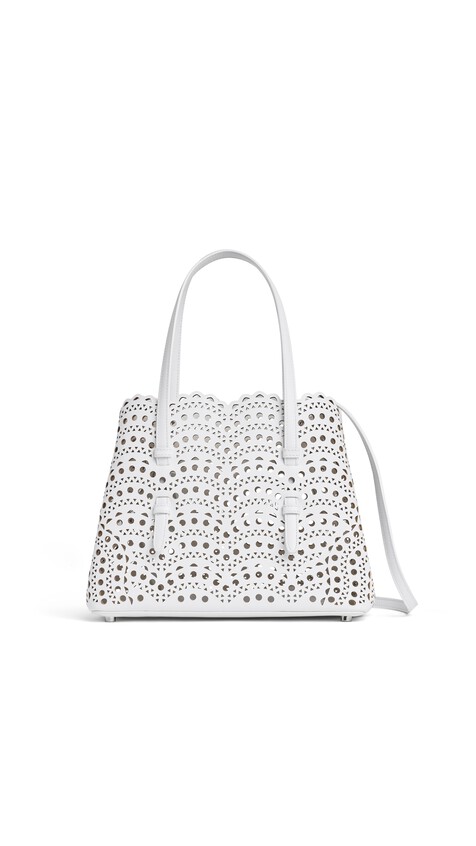 ALA&Iuml;A MINA 25 BAG IN PERFORATED VIENNE CALFSKIN OFF-WHITE