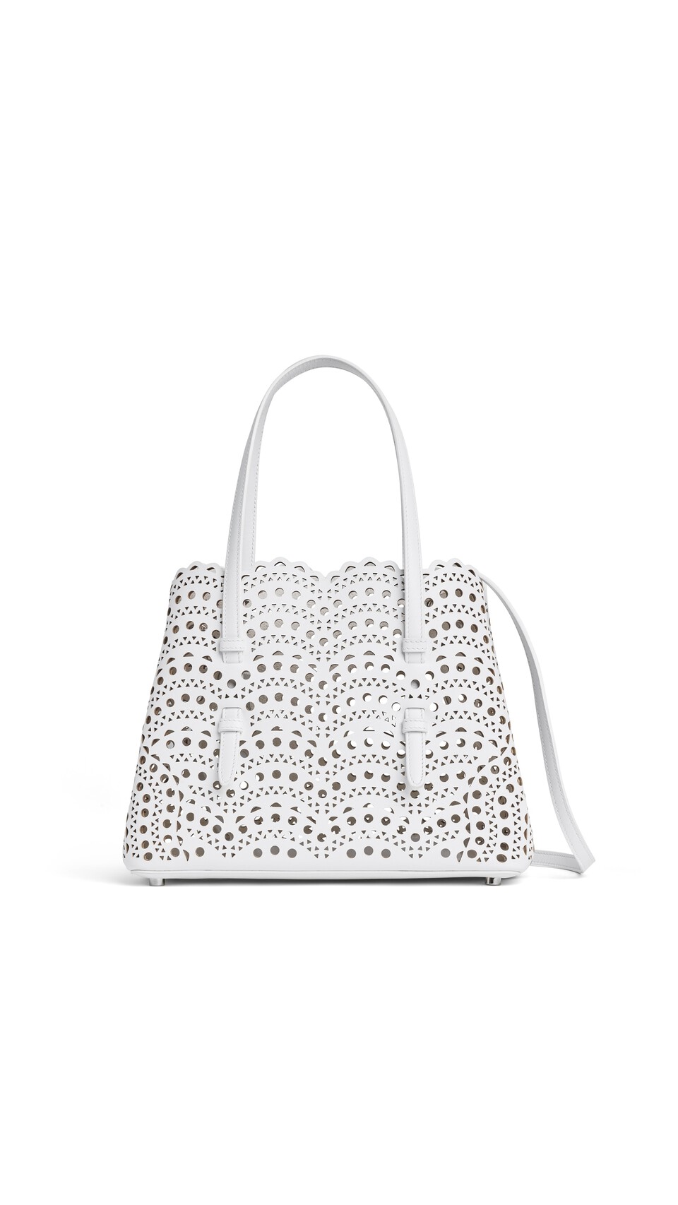 ALA&Iuml;A MINA 25 BAG IN PERFORATED VIENNE CALFSKIN OFF-WHITE