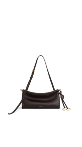 DARK BROWN - ALA&Iuml;A LE CLICK EAST WEST SMALL BAG IN CALFSKIN