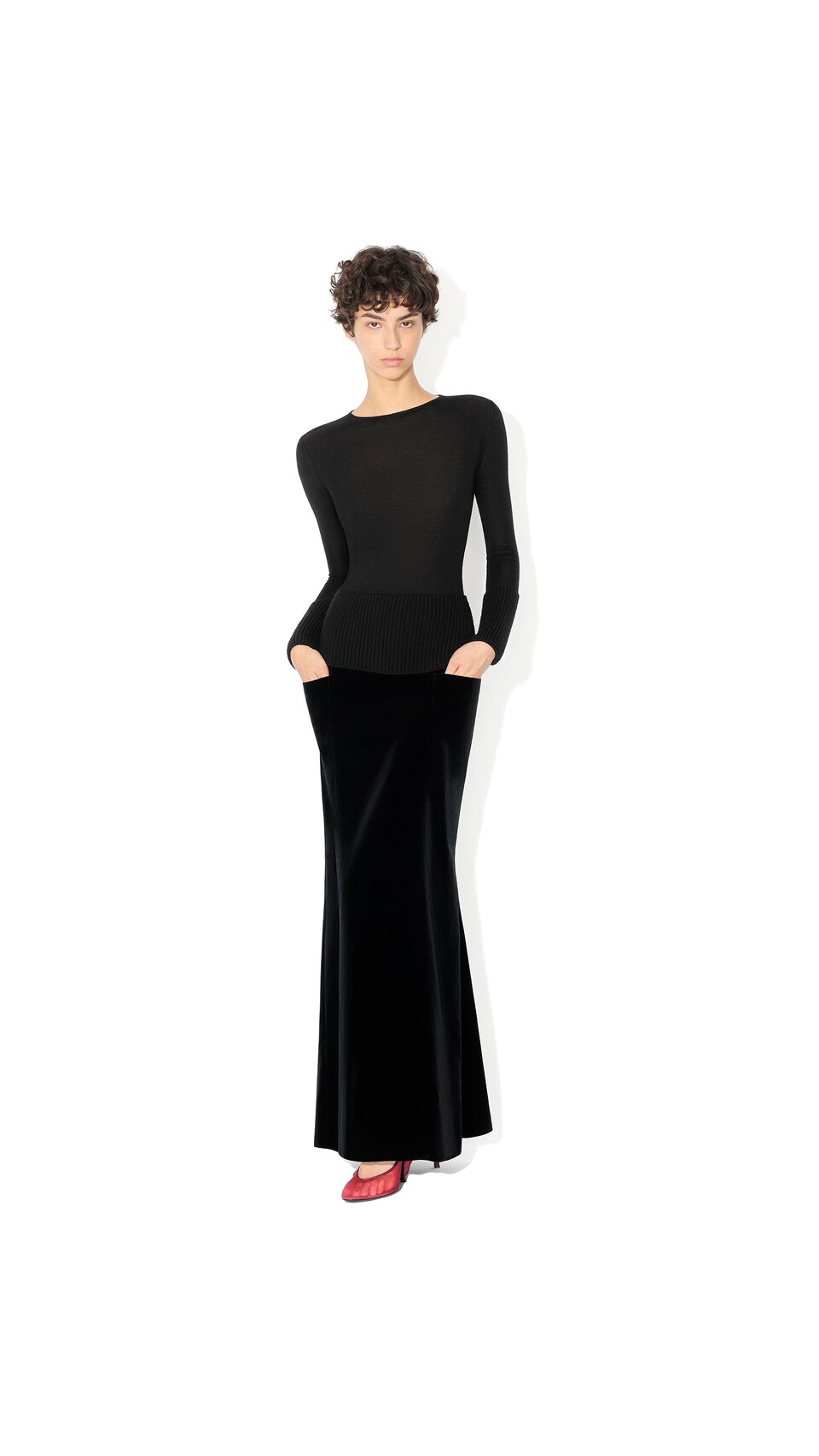 ALA&Iuml;A MERINO CREW NECK TOP BLACK - View 2