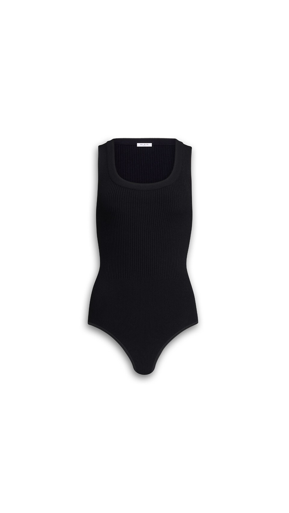 ALA&Iuml;A SLEEVELESS RIBBED KNIT BODYSUIT BLACK