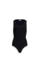 BLACK - ALA&Iuml;A SLEEVELESS RIBBED KNIT BODYSUIT
